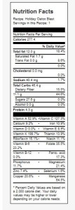 holiday blast nutrition facts